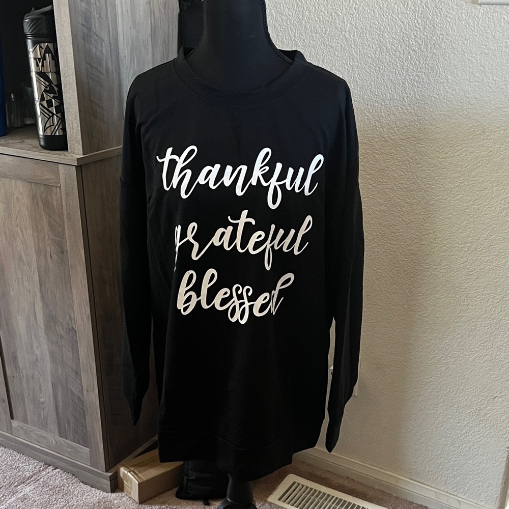 Black Graphic Long Sleeve Top